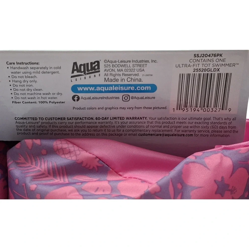 SwimSchool Ultra-Fit Tot Swimmer Float Level 3 Age 4-6 Years Pink 50LBS Max New